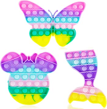Photo 1 of Woplagyreat 4 Pack Pop Sensory Its Popper Set Kit Toy Stress Bubble Special Need Gift for Girl Kid Teen Adult Friend ADHD Unicorn Butterfly Mermaid Mouse