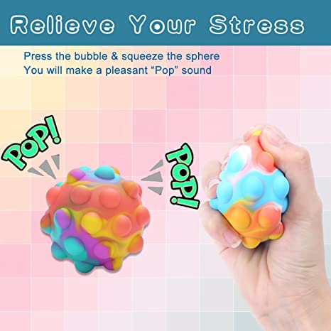 Photo 1 of (4 Pcs) Pop Its Fidget Toys?Pop It Balls Bubble Pop Popping Sensory Toy?Anxiety Relief Fingertip Toy for Adults?Early Education Brain Development Toy for Kids