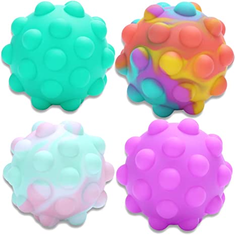 Photo 2 of (4 Pcs) Pop Its Fidget Toys?Pop It Balls Bubble Pop Popping Sensory Toy?Anxiety Relief Fingertip Toy for Adults?Early Education Brain Development Toy for Kids
