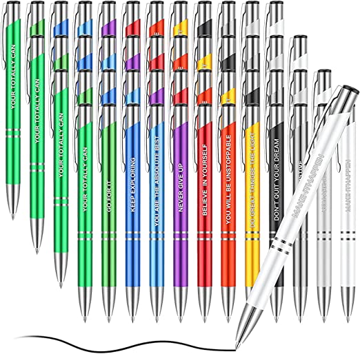 Photo 1 of 48 PCS Funny Ballpoint Pens office supplies unique pens Motivational Quote Pens Coated Metal Encouraging Pens Comfortable Writing Pens office pens 12 kinds of style