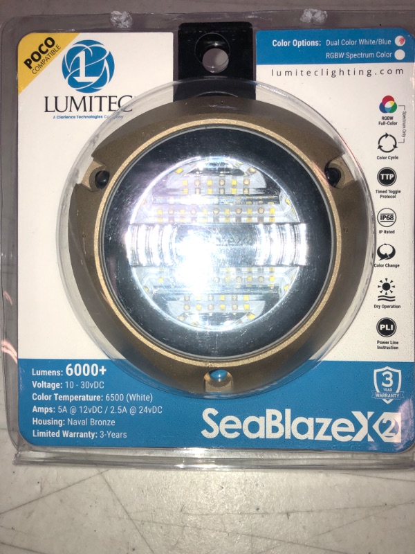 Photo 2 of 5" White and Blue SeaBlaze X2 Series Surface Mount Underwater LED Light...SeaBlazeX2 LED Underwater Light - Dual Color - White/Blue