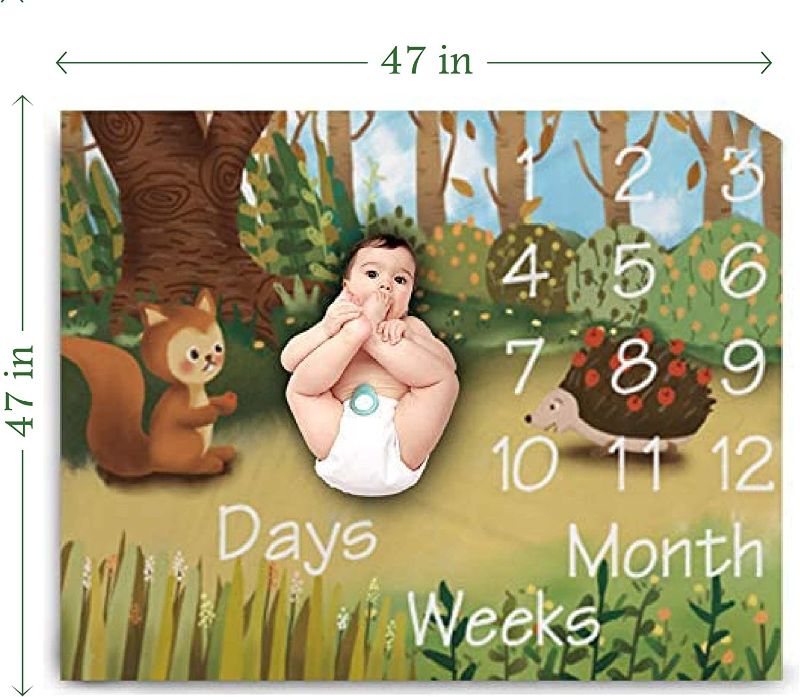 Photo 2 of Fashionable Ways Baby Monthly Milestone Blanket for Baby Boy and Girl - Baby Photo Blankets for Newborn Baby Shower - Baby Growth Chart Monthly Photography Personalized Muslin Swaddle