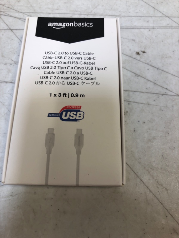 Photo 2 of Amazon Basics Fast Charging USB-C to USB-C2.0 Cable (USB-IF Certified), 60W - 3-Foot, White