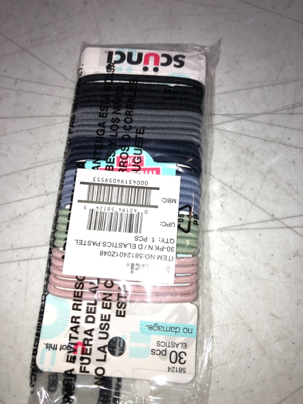 Photo 2 of 4 Pack - Scunci No-damage Pastel Hair Elastics 30 ea , COLORS VARY FROM STOCK PIC 