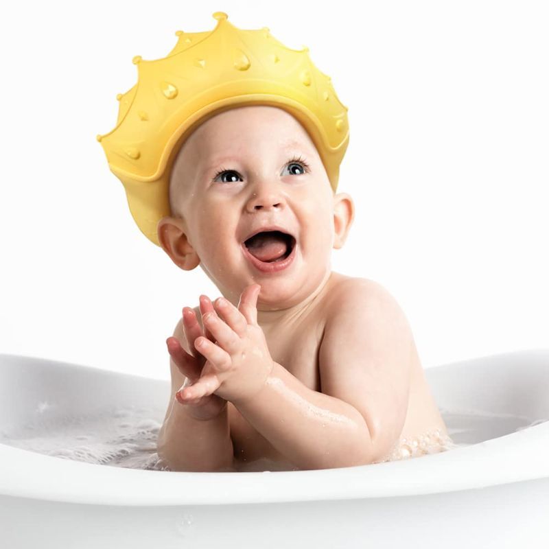 Photo 1 of Baby Shower Cap Waterproof Shampoo hat for Children Toddler Girls Boys Protect ears eyes.Adjustable Silicone Bathing Crown. 5.9 x 5.12 x 0.7 inches
