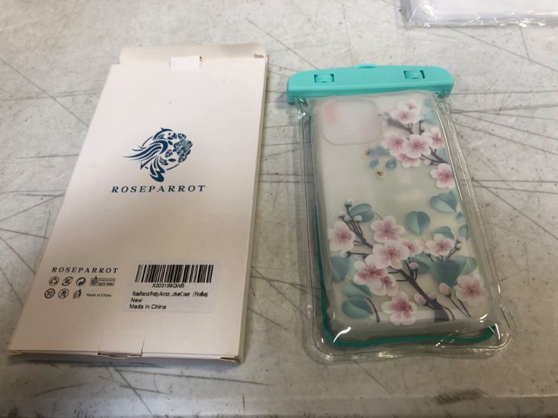 Photo 2 of [5-in-1] RoseParrot iPhone 13 Pro Max Case with Screen Protector + Ring Holder + Waterproof Pouch, Clear with Floral Pattern Design, Shockproof Protective Cover ?Fireflies?
