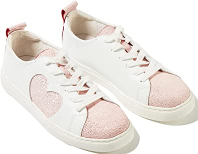 Photo 1 of JWJ Womens Tennis Shoes White Sneakers Leather Skate Shoes Walking Casual Glitter Lace Up Sneakers SIZE 8
