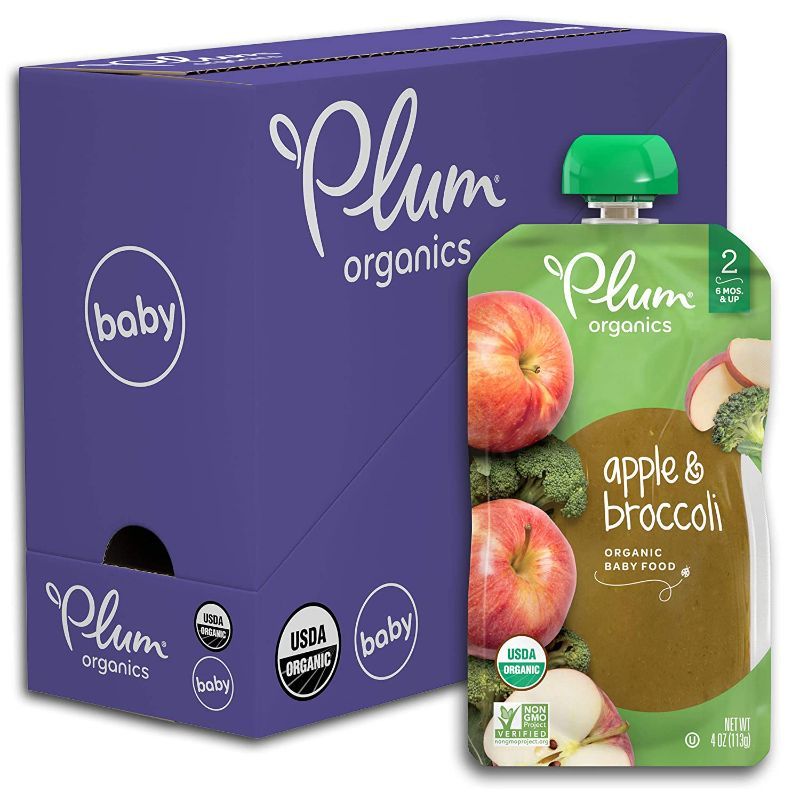 Photo 1 of 3 BOXES (18 Pouches Total) Plum Organics Stage 2 Organic Baby Food, Apple & Broccoli, 4 Ounce Pouch -FACTORY SEALED- EXP 11/24/2022