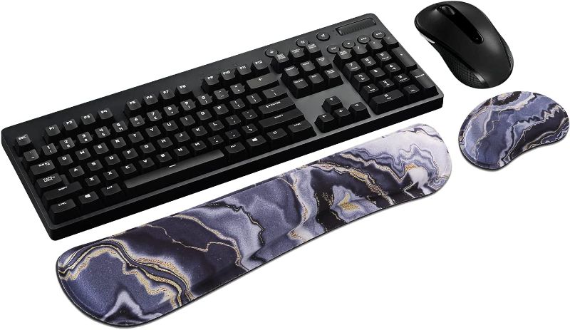 Photo 1 of Anyshock Kyeboard Wrist Rest and Soft Gel Memory Foam Mouse Wrist Support Pad, Ergonomic Wrist Rest with Comfortable Lycra and Non-Skid Rubber Base for Office, Computer, Laptop(Black Abstract)
