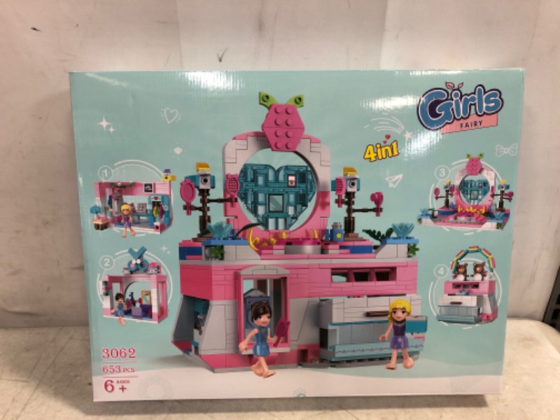 Photo 2 of BRICK STORY Girls Building Blocks Toys, 653 Pieces Creator 4in1 Pink Jewelry Box Building Kit, Friends Hair Salon City Sets, Educational Gift for Girls Age 6-12 and up-- Factory Seal