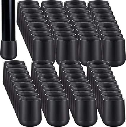 Photo 2 of 7/8 Inch Folding Chair Leg Caps Heavy-Duty Plastic Chair End Caps Non-Marring Furniture Glides Round Hardwood Floor Protectors(Black)