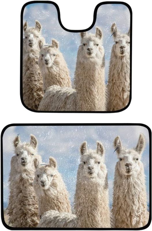 Photo 1 of Bathroom mat Set of 2 - Soft Non Slip Area Rug Set,Animals Llama Alpaca Includes Square U-Shape Contoured Toilet Mat & 23.6x15.7''Bathroom Carpet for Tub, Shower & Bath Room