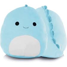 Photo 1 of 10 Inch Dinosaur Stuffed Animals Cute Cartoon Dinosaur Plush Toy Plush Pillow Soft Lumbar Back Cushion Birthday Gift for Kids (Blue)
