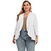 Photo 1 of LARACE Lightweight Summer Cardigans for Women Plus Size Open Front 3/4 Sleeve Draped Ruffles Casual Cover Up Tops SIZE 3X

