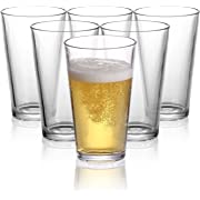 Photo 1 of Beer Glasses Cup Set of 6, Drinking Glasses Set 16 Ounce for Home, Kitchen Restaurants, Bars, Parties, Highball Cocktail Mixing Glass for Water, Juice, Beer, Wine, and Cocktails
