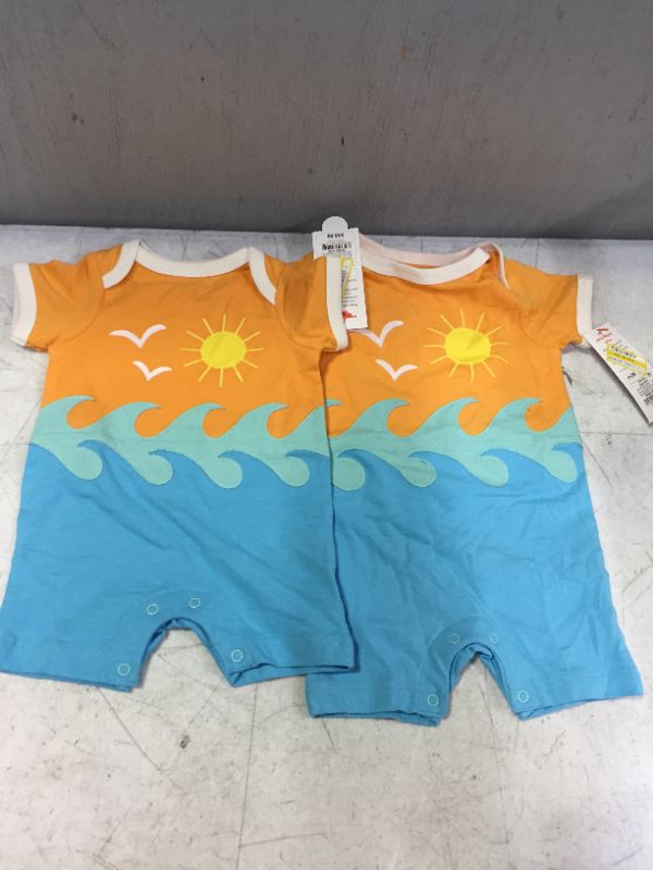 Photo 2 of Baby Seascape Applique Romper - Cat & Jack™ Light NB & 0-3M (2PCS)
