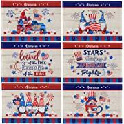 Photo 1 of 4th of July Placemats, Patriotic Placemats Set of 6, Fourth of July Place Mats for Dining Table 12x18 Inch, Gnomes Red Truck American Stars Heat Resistant Burlap Table Mats for Kitchen Decor Indoor
