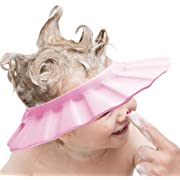 Photo 1 of Baby Shower Cap Soft Adjustable Baby Bath Head Cap Visor for Washing Hair Shower Bathing Protection Bath Cap for Toddler, Baby, Kids, Children (Pink) 2PCS
