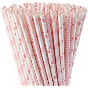 Photo 1 of ALINK Biodegradable Pink Paper Straws, Pack of 100 Party Straws for Juice, Cocktail, Smoothies, Birthday, Wedding, Bridal/Baby Shower and Christmas Decorations 3 PACK
