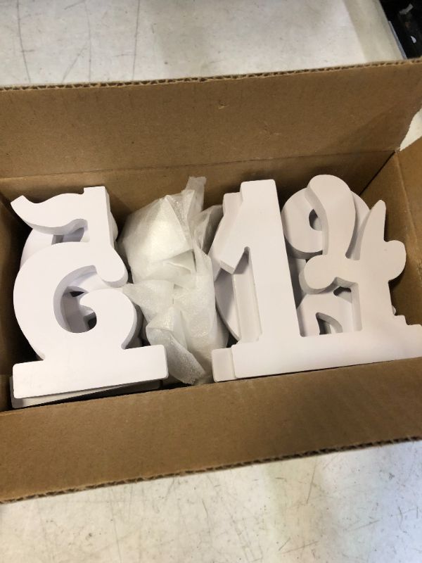 Photo 1 of  White Wood Numbers for Crafts 