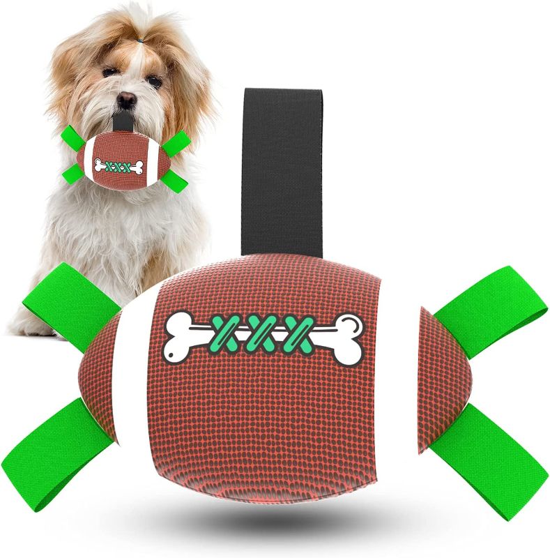 Photo 1 of Dog Ball Toy, MOUWOO Dog Soccer Ball Toy with Grab Tabs, - 8.27 Inch Rugby Ball Toy for Small and Medium Dogs, Dog Football Toy for Outdoor Dog Interactive.
