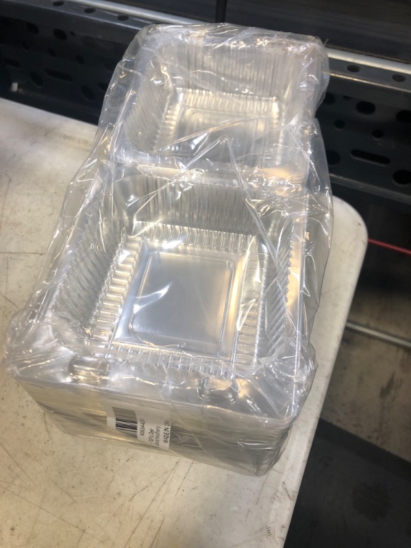 Photo 2 of 100 Pcs Clear Hinged Plastic Containers,Transparent Square Plastic Takeout Boxes,Disposable Clamshell Food Containers for Hamburger,Sandwiches,Cake,Salads,Pasta,Pastry
