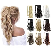 Photo 1 of 
Felendy 18" 24" Ponytail Extension Curly Straight Drawstring Hairpiece Wrap Around Long Hair Extension for Women Dark BlackFelendy 18" 24" Ponytail Extension Curly Straight