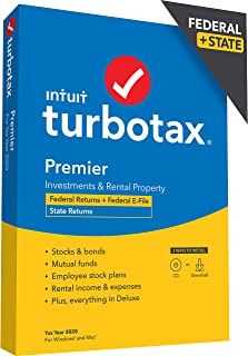 Photo 1 of [Old Version] TurboTax Premier 2020 Desktop Tax Software, Federal and State Returns + Federal E-file [Amazon Exclusive] [PC/Mac Disc]
