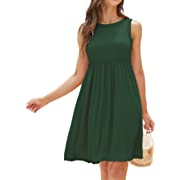 Photo 1 of Dress for Women Sleeveless Summer Crewneck High Waist Dress Cute Ruffle Swing Flowy A-Line Sun Tank Short T Shirt Dresses LARGE
