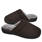 Photo 1 of DL Men's Memory Foam Slippers with Fuzzy Plush Lining, Slip on House Slippers with Indoor Outdoor Anti-Skid Rubber Sole SIZE 9-10
