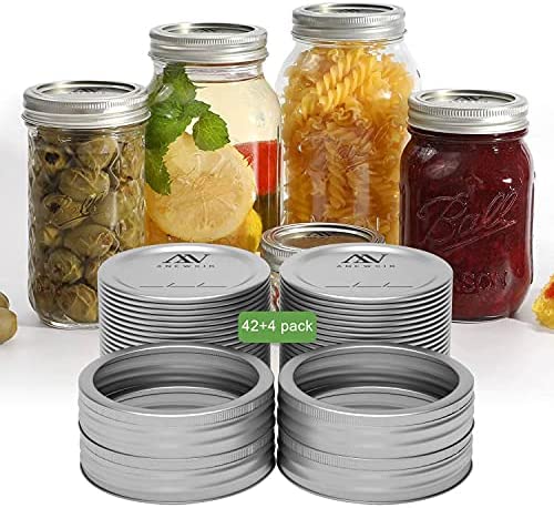Photo 1 of 42-Count Regular Mouth Canning Lids with 4-Count Bands/Rings for Mason Jars (Silver 70mm)
