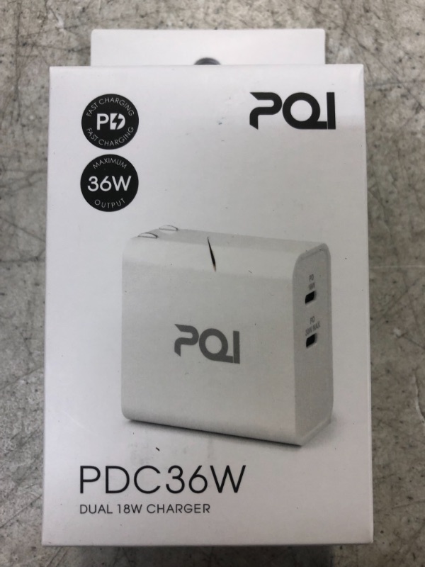Photo 2 of PQI 36W USB C Wall Charger | 36 Watt Type C Dual Ports Adapter Plug | Supports PD 3.0 Fast Charging | Compact & Portable USB C Charger Block | Compatible with Apple iPhone 12 Pro Max & More | White
