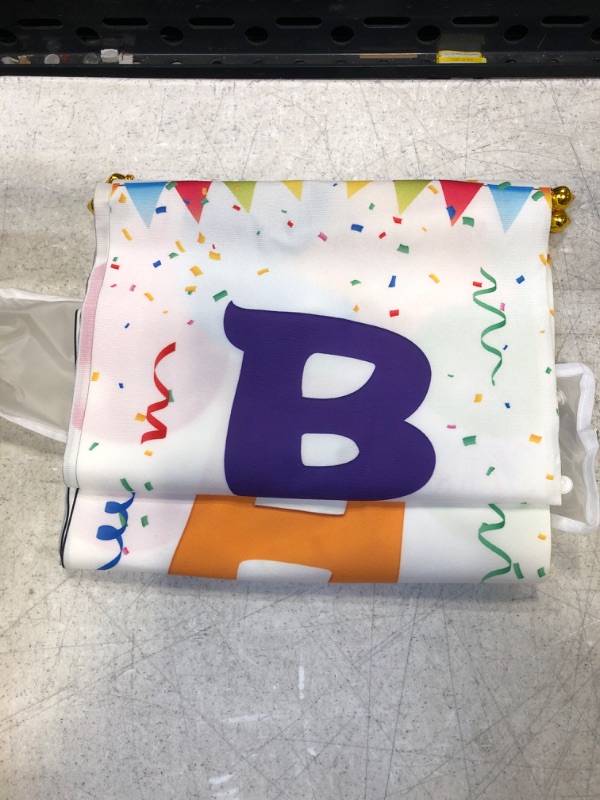 Photo 1 of Allenjoy Happy Birthday Signs Hanging Wall Door Banner Kids Boys Girls 1st Bday Decorations Polyester Wrinkle Free Outdoor 11.8x70.9 Inch Home Decor Events Front Yard Party Supplies 2PCS
