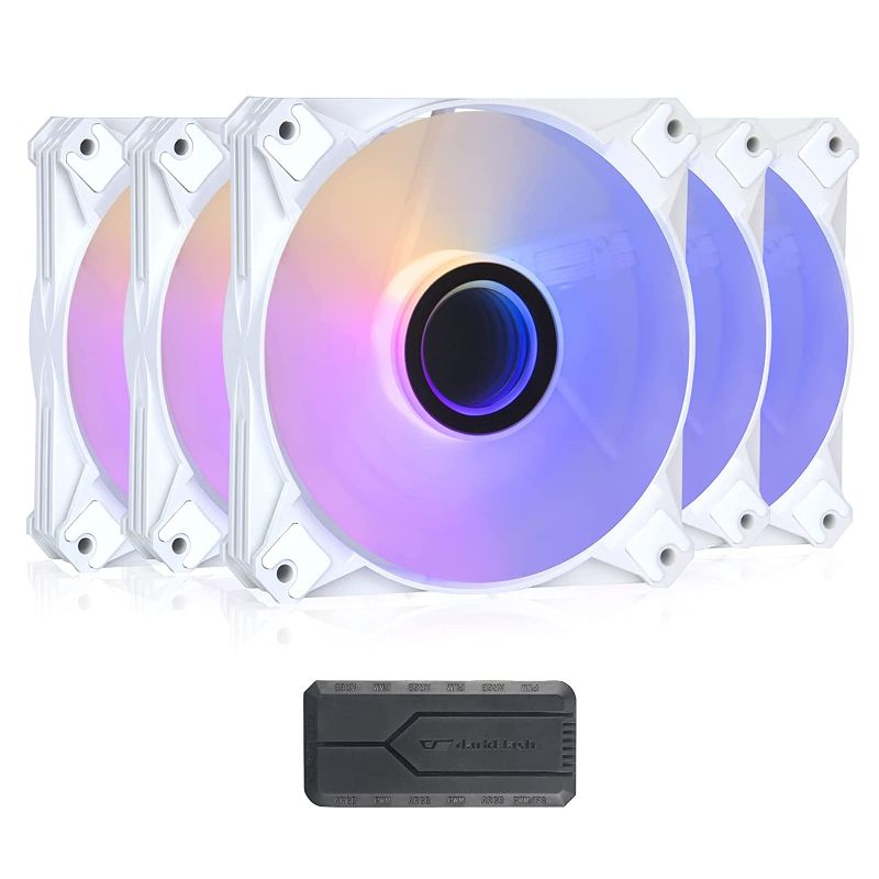 Photo 1 of darkflash INF8 120mm ARGB PWM Case Fans with Controller for Pc Case Computer Cooling System 3Pin-5V Addressable RGB Motherboard SYNC Cooling Fan (5Packs White)