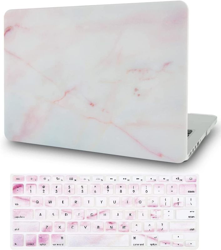 Photo 1 of LASSDOO Compatible with MacBook Air 13 inch Case 2021,2020,2019,2018 Release A1932 Retina Display + Touch ID Plastic Hard Shell + Keyboard Cover (Pink Marble)