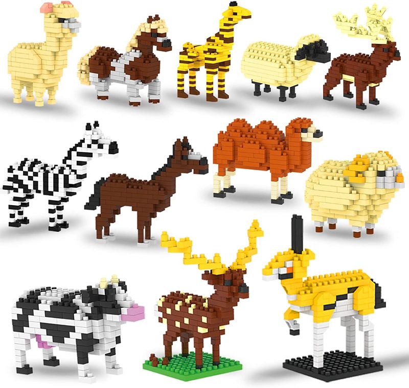 Photo 1 of 12 Pcs 3.3" Easter Eggs Prefilled Total 1801 Pcs Cute Animal Building Blocks, Stem Toys Bunny Surprise Plastic Eggs Easter Basket Stuffers Fillers Gift for Kids Boys Girls Easter Eggs Hunt Party Favor (Animals)