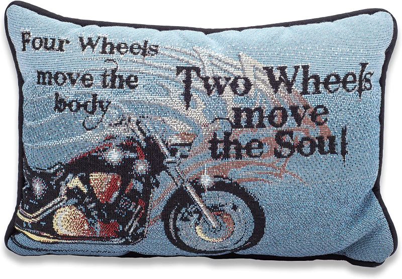 Photo 1 of  MWW Two Wheels Move The Soul Motorcycle 12 x 8 Inch Word Pillow