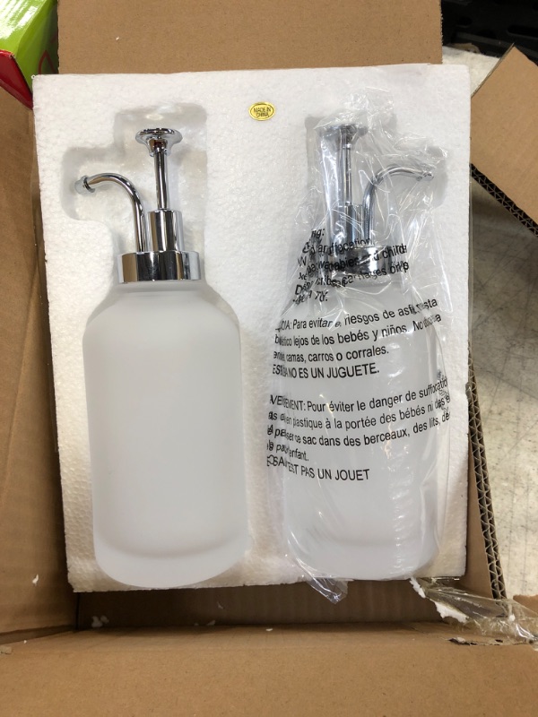 Photo 2 of 2-Piece Set Glass Soap Dispenser Pump Bathroom Accessories - with 13.5 Ounce Glass Bottle