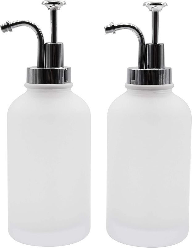 Photo 1 of 2-Piece Set Glass Soap Dispenser Pump Bathroom Accessories - with 13.5 Ounce Glass Bottle