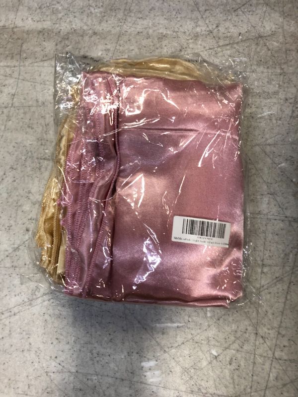 Photo 1 of 16 Pieces Pink + Light Gold Satin Napkins Soft Dinner Napkins Square Table Napkins 20 x 20 Inches for Restaurant Weddings Party Dinner Decoration