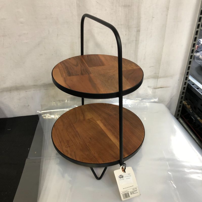 Photo 2 of 2-Tier Wood & Metal Serving Stand - Hearth & Hand™ with Magnolia
