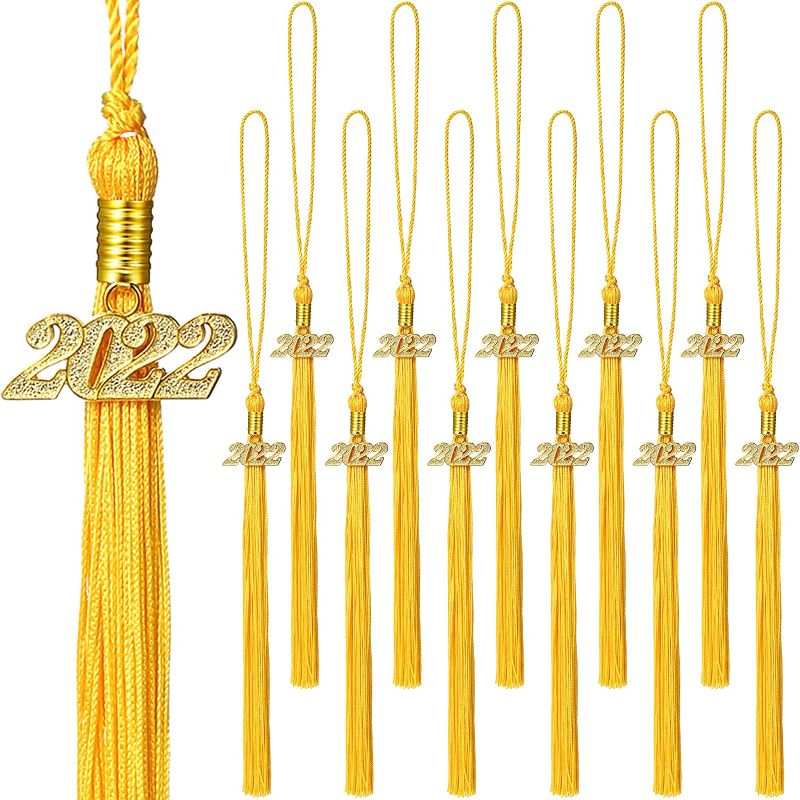 Photo 1 of 16 Pieces Academic Graduation Tassel with Gold 2022 Year Charm Pendant Graduation Tassels with 2022 Year Charm Accessories for Graduate Parties Ceremonies
