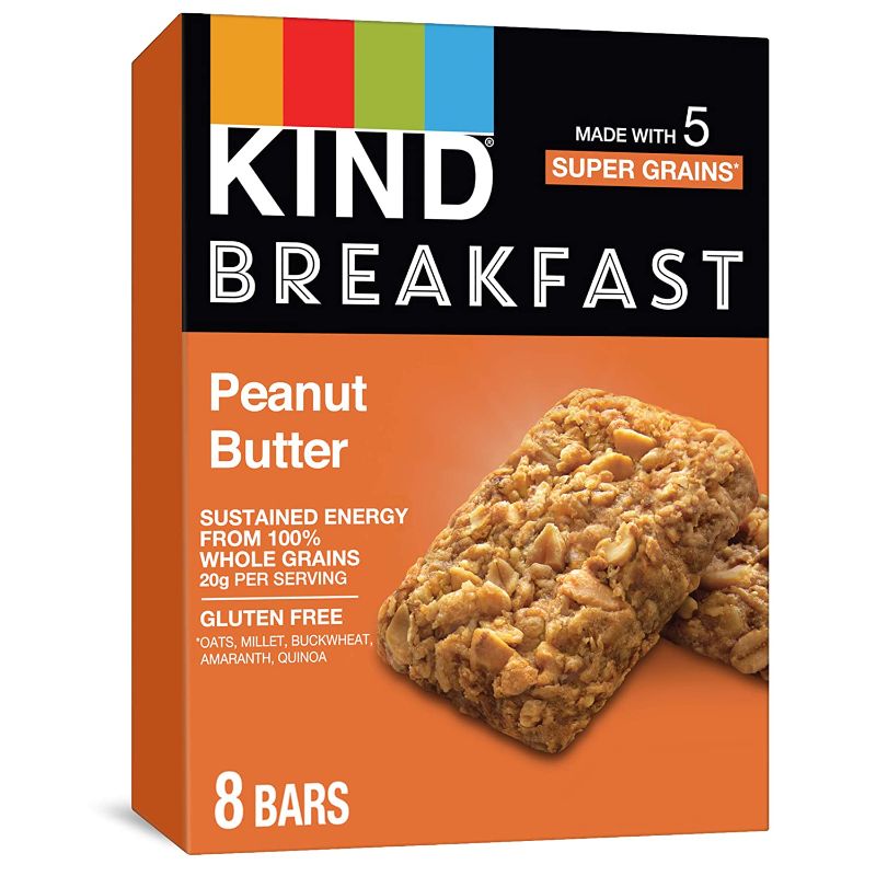 Photo 1 of 4x KIND Breakfast Bars, Peanut Butter, 1.76 Ounce, 8 Count, Whole Grains, Gluten Free
Best By: Oct 26, 2022