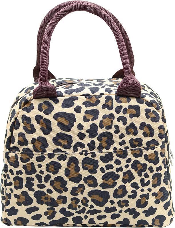 Photo 1 of 8L Leopard Print Thickened Reusable Insulated Lunch Bag for Student, Women and Men Travel Picnic and School Lunch Box
