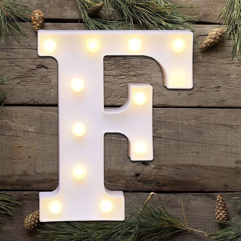 Photo 1 of (2)LED Marquee Letter Lights Sign -Christmas Decorations Clearance - Light Up Alphabet Letter for Home Party Wedding Decoration (F)