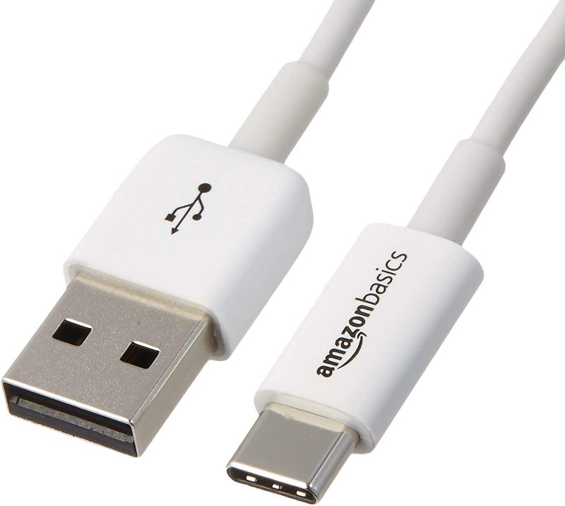 Photo 1 of Amazon Basics USB Type-C to USB-A 2.0 Male Charger Cable, 3 Feet (0.9 Meters), White(5)