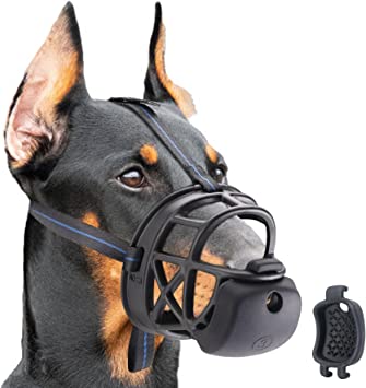 Photo 1 of Zeaxuie Humanized Basket Dog Muzzle - with Slow Feeder Pad, Positively Lead Dog to Accept, Adjustable Free Breath Cage Muzzles for Small, Medium, Large & Aggressive Breed, Can be Used with Collar