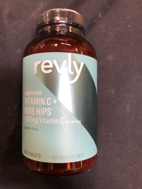 Photo 2 of Amazon Brand - Revly Vitamin C 1,000mg with Rose Hips, Gluten Free, Vegetarian, 300 Tablets, EXP 10/21/2023