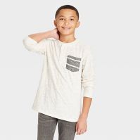 Photo 1 of Boys' Long Sleeve Double Knit Henley T-Shirt - Cat & Jack, Large