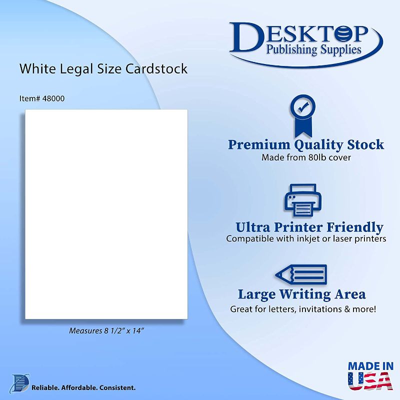 Photo 1 of Printure Pure White Legal Size Cardstock (8 1/2” X 14”) - Heavyweight 80lb Cover - Great for Menu Paper, Documents, Programs (200 Sheets)